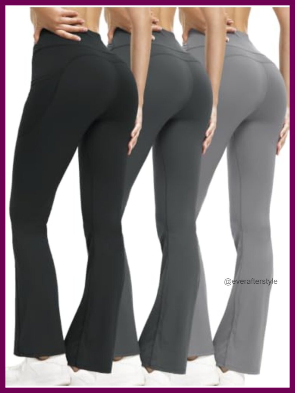 3 Pk Flare Leggings High Waist Yoga Pants with Pockets